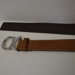 NWT Calvin Klein belt Tan Small CK Logo Buckle Gen